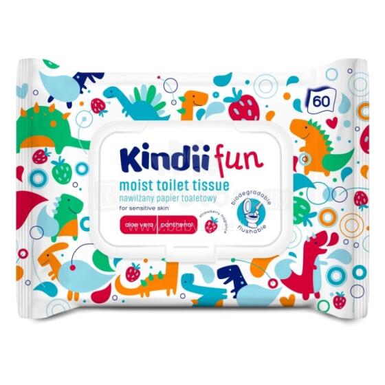 Drėkintas tualetinis popierius Kindii Fun 60 vnt.