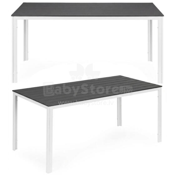 6 asmenų sodo stalas 156x78 cm polivinilo baldai terasai pilkai baltas MultiGarden
