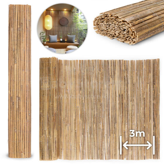 Double-Sided Bamboo Mat 150x300 cm for Balcony, Terrace, Fence Natural MultiGarden