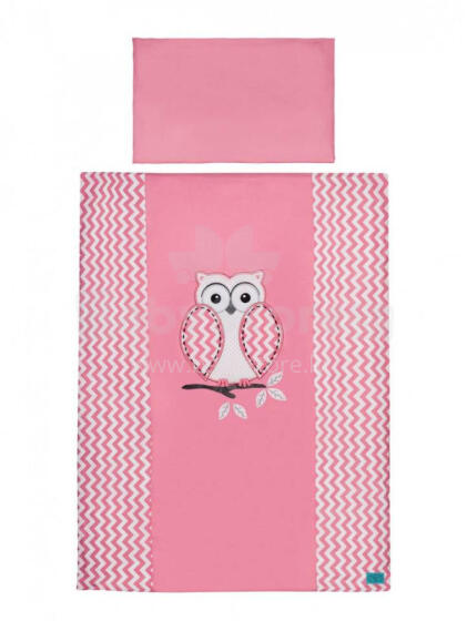 Cover set -  2 pcs - 120x90, 40x60 - MĄDRA SOWA - P01-307 - PINK