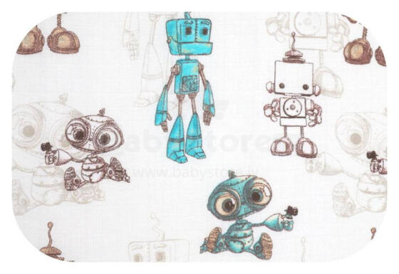 Diaper - 27329 - TETRA PRINT - EGA - ROBOTY  - size 70x80 cm