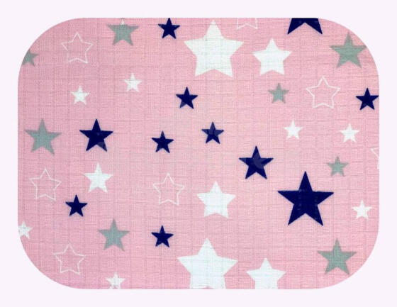 Подгузник - 22003- TETRA PRINT - EGA - GWIAZDKI - NAVY BLUE / PINK - размер 70x80 см