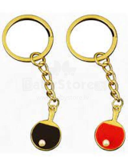 Mini Table Tennis Racket Keychain with Bead (Black/Gold)