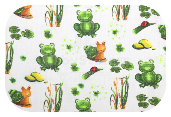 Diaper - 12455 - TETRA PRINT - EGA - FROGS - GREEN - size 70x80 cm