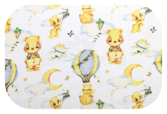 Diaper - 13780  - TETRA PRINT - EGA - TEDDY BEAR with GREY BALLOON - size 70x80 cm