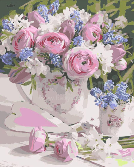 Paveikslas pagal numerius - 50555 - GĖLIŲ PUOKŠTĖ - dydis 40x50 cm