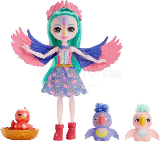 Lėlė - 04659 - ENCHANTIMALS - PAGRINDINĖ GATVĖ - FILIA FINCH - ŠEIMYNINIS PAPAGAILIS