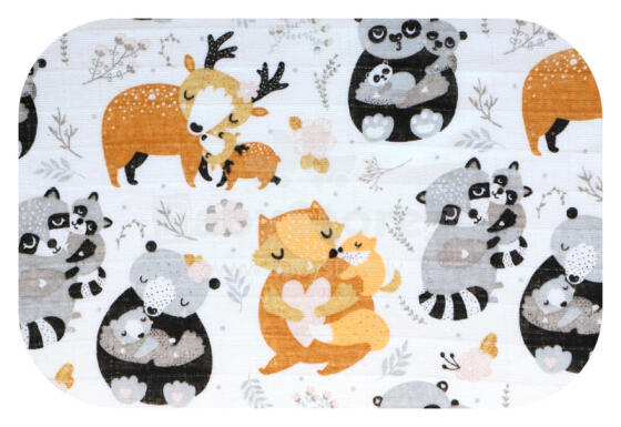 Diaper - 25584 - TETRA PRINT - EGA - LUX -   LEŚNA RODZINKA - BROWN - size 70x80 cm