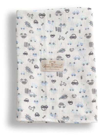 Antklodė / Vystyklų antklodė - TB0470 /02 - MUSLIN - dydis 80x120 - AUTOMOBILIAI