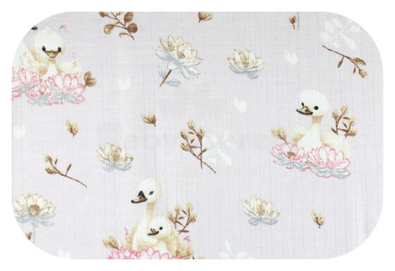 Diaper - 0989- TETRA PRINT - EGA - SWAN - GREY  - size 70x80 cm