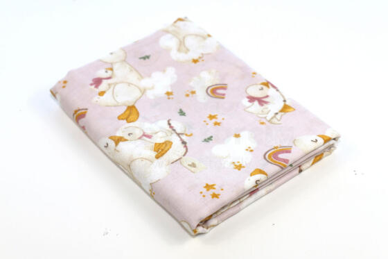 Swaddling blanket / Diaper - 15098 - MUSLIN - size 120x120 - DUCKLING - PINK