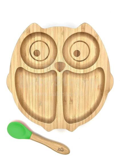 Bamboo Wood Plate Art.285595 Деревянная тарелка с присоской и отсеками