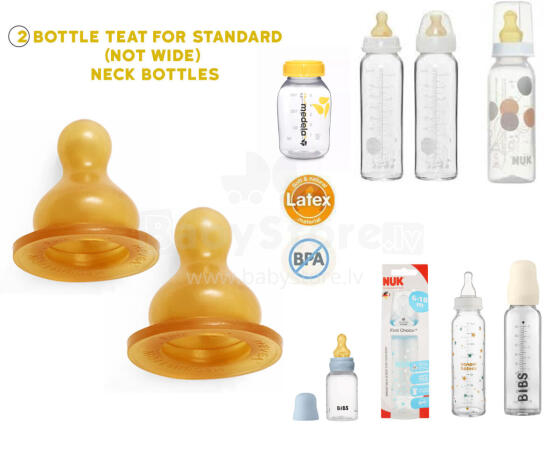 HEVEA 100% natūralaus latekso žindukas – EKO, VEGANIŠKAS, netoksiškas (3–24 mėn., 2 vnt.) | Tinka standartiniams buteliukams (Medela, NUK, Bibs, Canpol) | Minkštas kaip oda