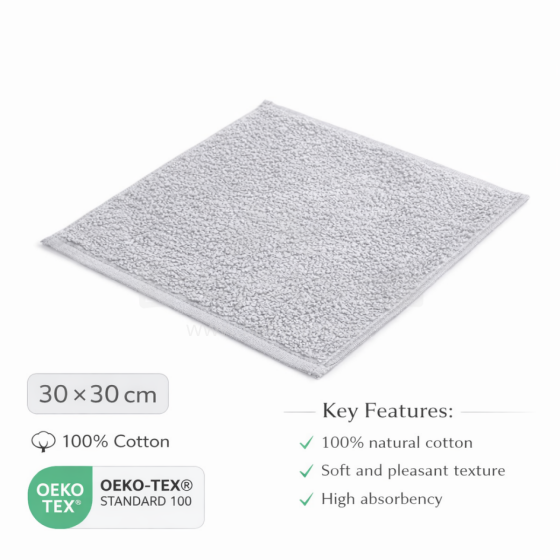 Bebe Basic Cotton Baby Towel  Art.285886 Grey Medvilninis rankšluostis 30x30 cm (100% medvilnė)