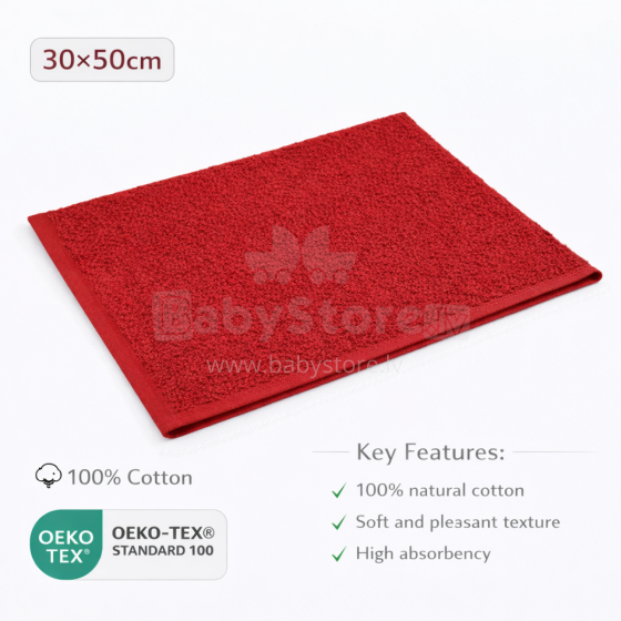 Bebe Basic Cotton Baby Towel  Art.285893 Red Medvilninis rankšluostis 30x50 cm (100% medvilnė)