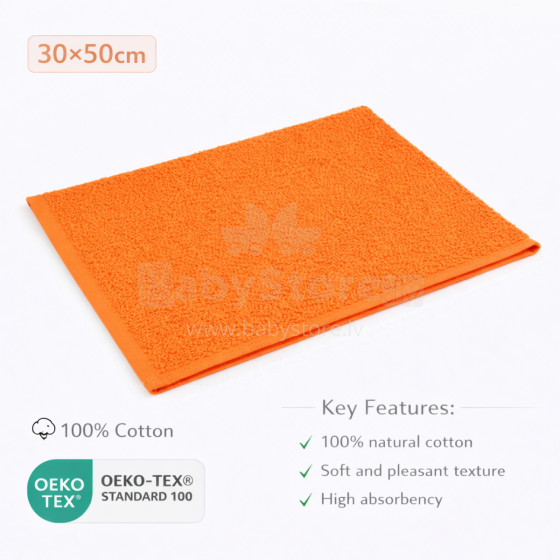 Bebe Basic Cotton Baby Towel  Art.285894 Orange Medvilninis rankšluostis 30x50 cm (100% medvilnė)