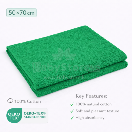 Bebe Basic Cotton Baby Towel  Art.285900 Green Medvilninis rankšluostis 50x70cm (100% medvilnė)