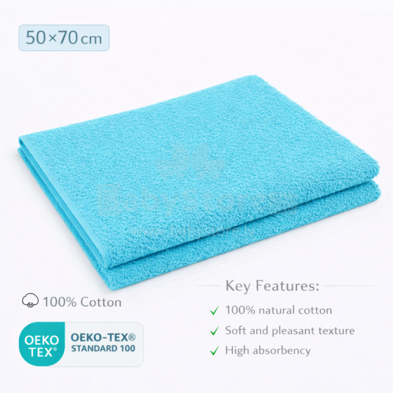 Bebe Basic Cotton Baby Towel  Art.285902 Light Blue Medvilninis rankšluostis 50x70cm (100% medvilnė)
