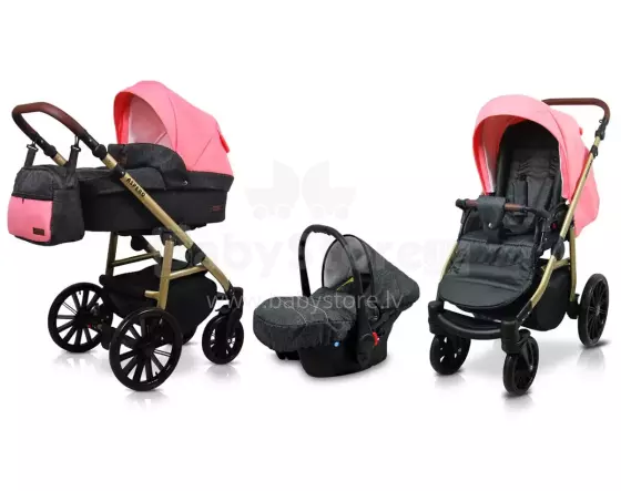 Babylux Aspero Art.286102 Black Coral Universalus 3 viename vežimėlis