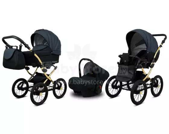 Babylux Margaret Gold Art.286152 Black Grey  Dots vežimėlis 3 viename