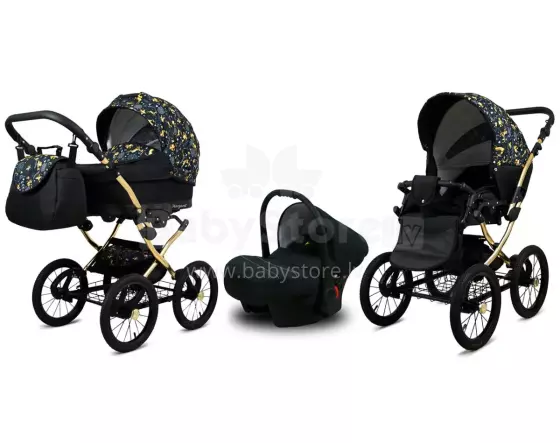Babylux Margaret Gold Art.286154 Gold Deer  Dots vežimėlis 3 viename