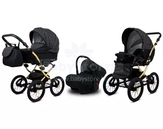 Babylux Margaret Gold Art.286161 White Dots  vežimėlis 3 viename
