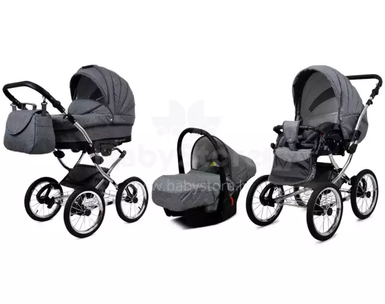 Babylux Margaret Exclusive Art.286179 Grey Flex vežimėlis 3 viename