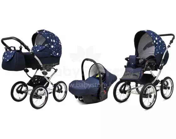 Babylux Margaret Exclusive Art.286182 Navy Blue Star  vežimėlis 3 viename