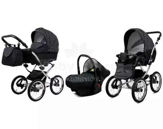 Babylux Margaret Exclusive Art.286186 White Dots vežimėlis 3 viename