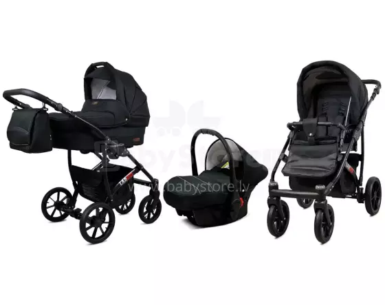 Babylux Largo Art.286418 Black Universalus 3 viename vežimėlis