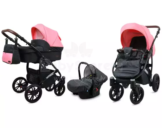 Babylux Optimal Art.286419 Black Coral   Universalus 3 viename vežimėlis