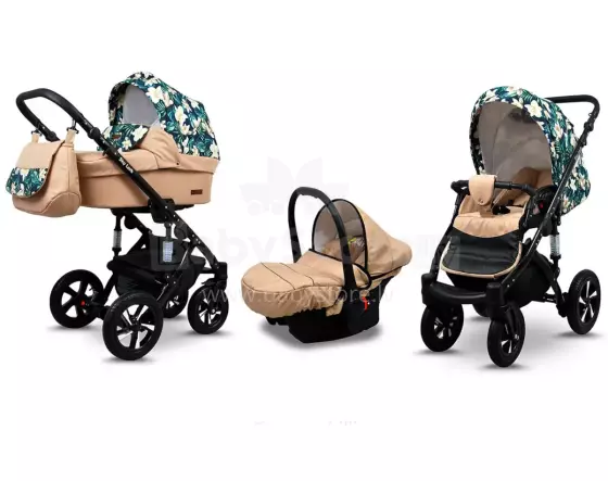 Babylux Sky Lark Art.286433 Creamy Lillies  Universalus 3 viename vežimėlis