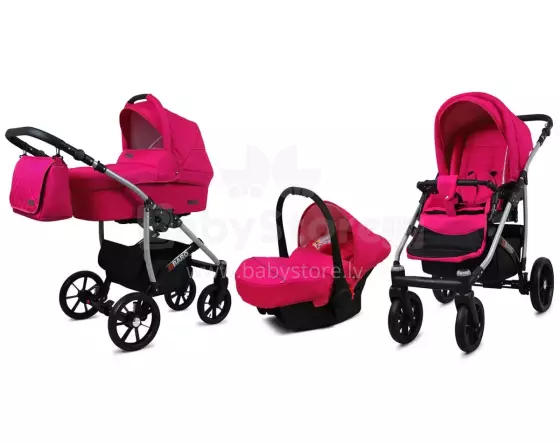 Babylux Qbaro Art.286465 Magenta Universalus 3 viename vežimėlis
