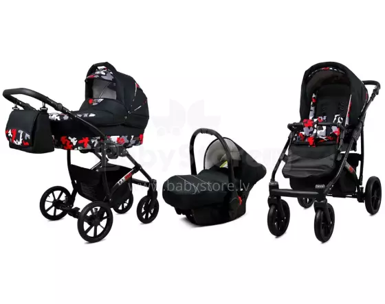 Babylux Largo Art.286475 Black Moro Universalus 3 viename vežimėlis