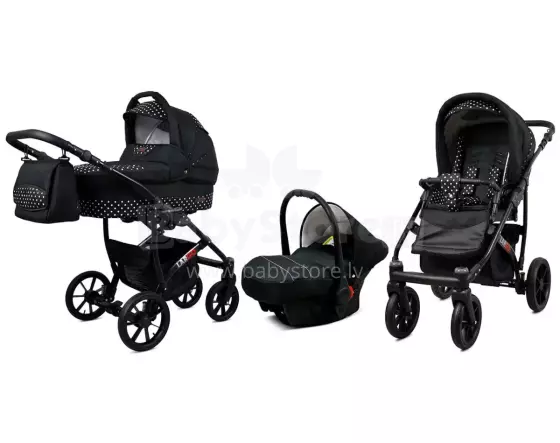 Babylux Largo Art.2864891 White Dots Universalus 3 viename vežimėlis