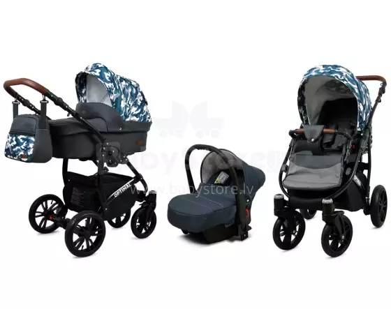 Babylux Optimal Art.286499 Grey Moro Universalus 3 viename vežimėlis