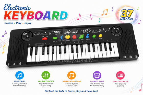 Toma Music Piano Art.287392 Children's piano (37 melodies, 2 beats, microphone, battery-operated)