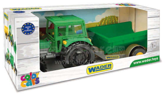 WADER 35022 Traktorius Ūkininkas su Priekaba Dėžėje
