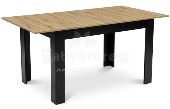 Išskleidžiamas stačiakampis stalas 120-160x80 cm virtuvei, valgomajam 4-6 asmenims, ąžuolo artisan