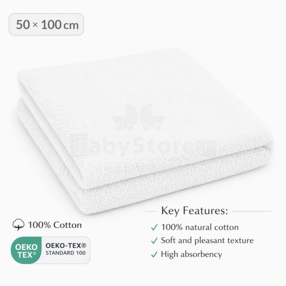 Bebe Basic Cotton Baby Towel  Art.288858 White Medvilninis rankšluostis 50x100cm (100% medvilnė)