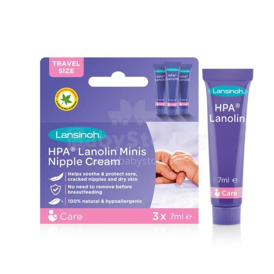 Lansinoh HPA® Lanolin Minis Nipple Cream Art.10234 Spenelių kremas su lanolinu,3x7 ml,