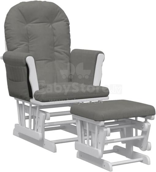 Bebe Basic Rocking Chair with Stool Art.290059 Grey  Supamoji kėdė