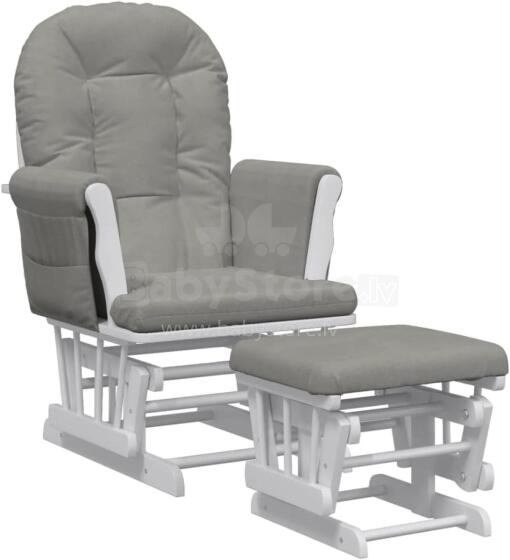 Bebe Basic Rocking Chair with Stool Art.290062 Lihgtgrey   Supamoji kėdė