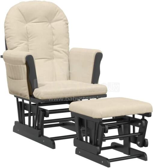 Bebe Basic Rocking Chair with Stool Art.290064 Cream/Brown Supamoji kėdė