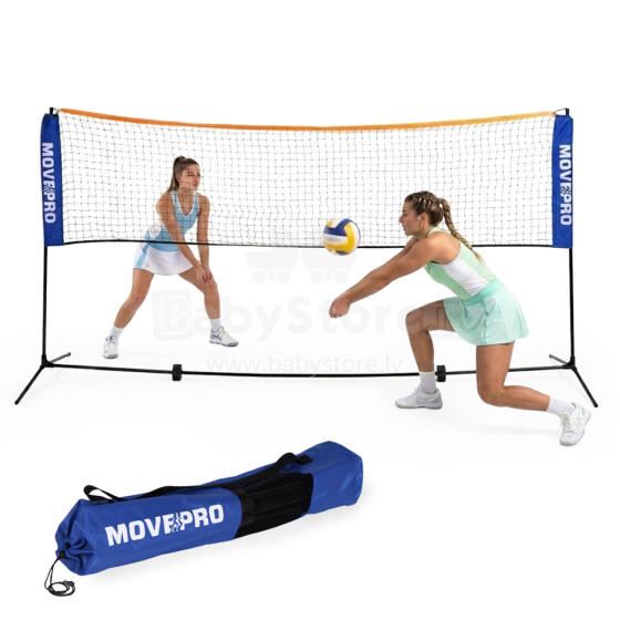 Universalus tinklas 305x140 cm 3in1 reguliuojamas badmintono, tinklinio, teniso MOVEPRO krepšys