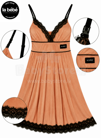 La Bebe™ Nursing Cotton Mia Art.136123 Warm Caramel Nursing Night dress