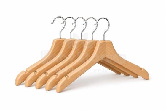 Bebe Basic Cloth Hanger Art.291994 drabužių pakaba (natūralaus medžio, 5 vnt.)