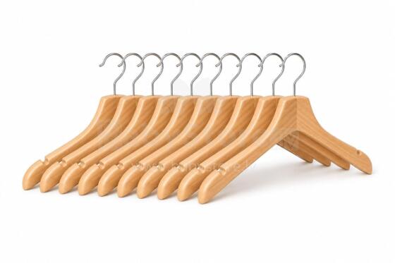 Bebe Basic Cloth Hanger Art.291995 Одежные вешалки (натуральное дерево, 10 шт.)