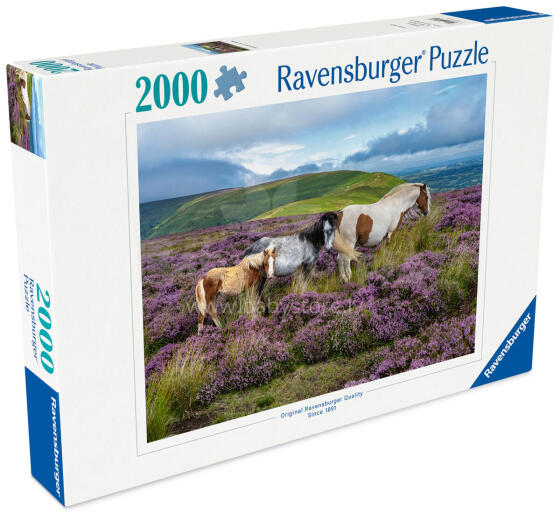 Пазл Ravensburger 2000 деталей: Дикие лошади на вересковом поле