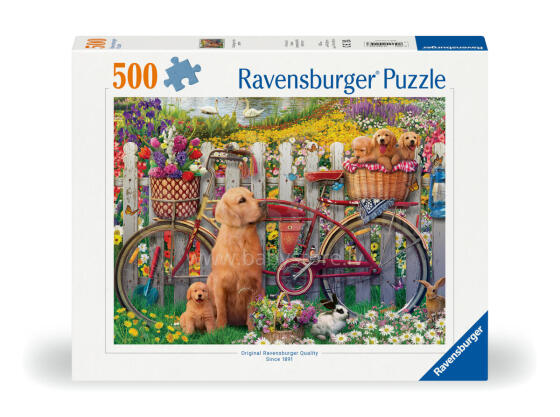 Ravensburger dėlionė 500 dalių: Mielos šunys sode
